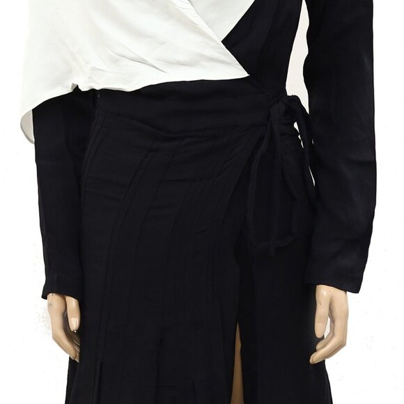 Mimi Liberte Michael Klein Wrap Maxi Dress Solid Long Sleeve Resort S-38 256424 - Picture 3 of 6